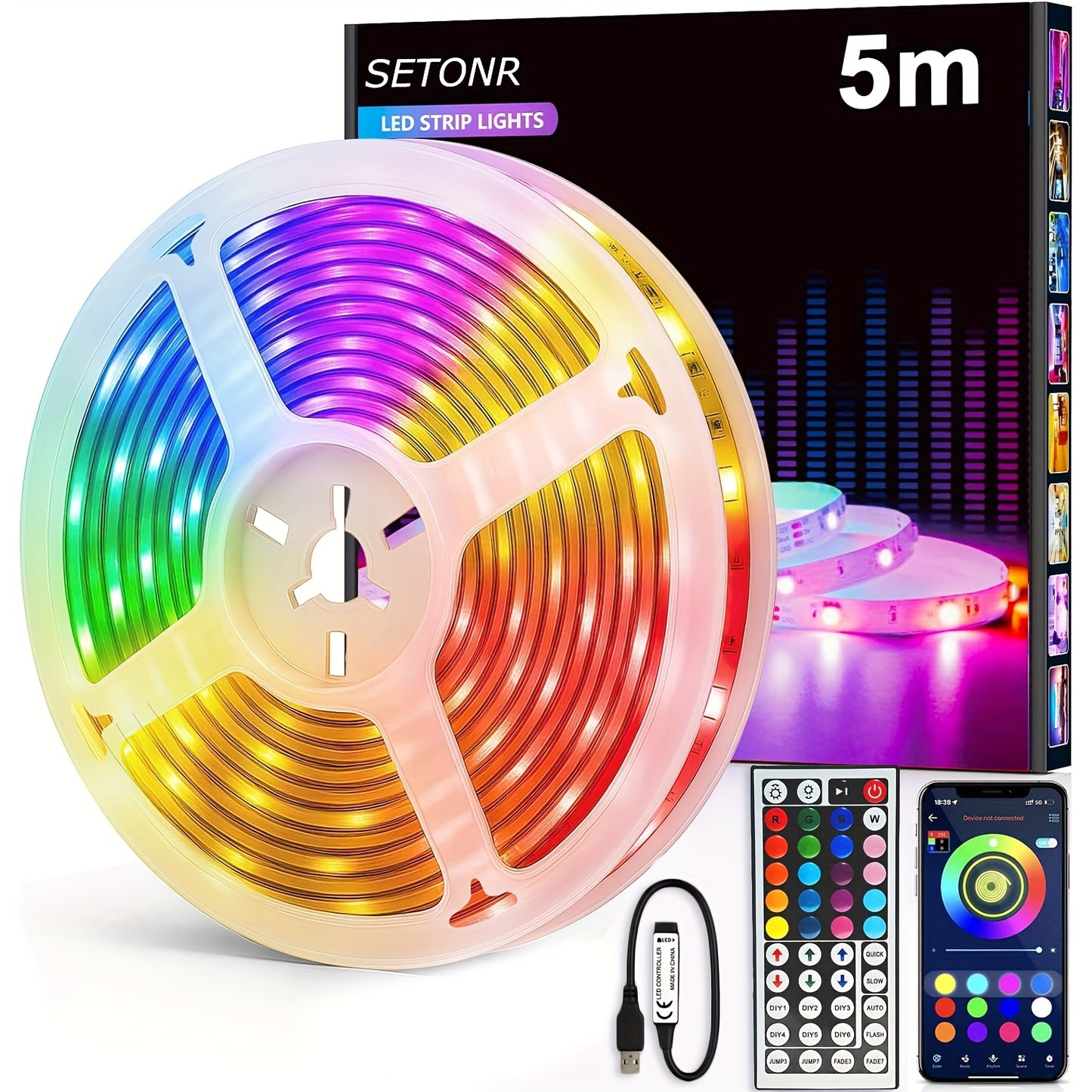 Bandeaux lumineux LED intelligents pour chambre, lumières LED RVB avec application et télécommande, lumières changeantes de couleur pour décoration intérieure, fête, bande lumineuse de décoration de fêtes, cadeaux de Thanksgiving, décoration de Noël