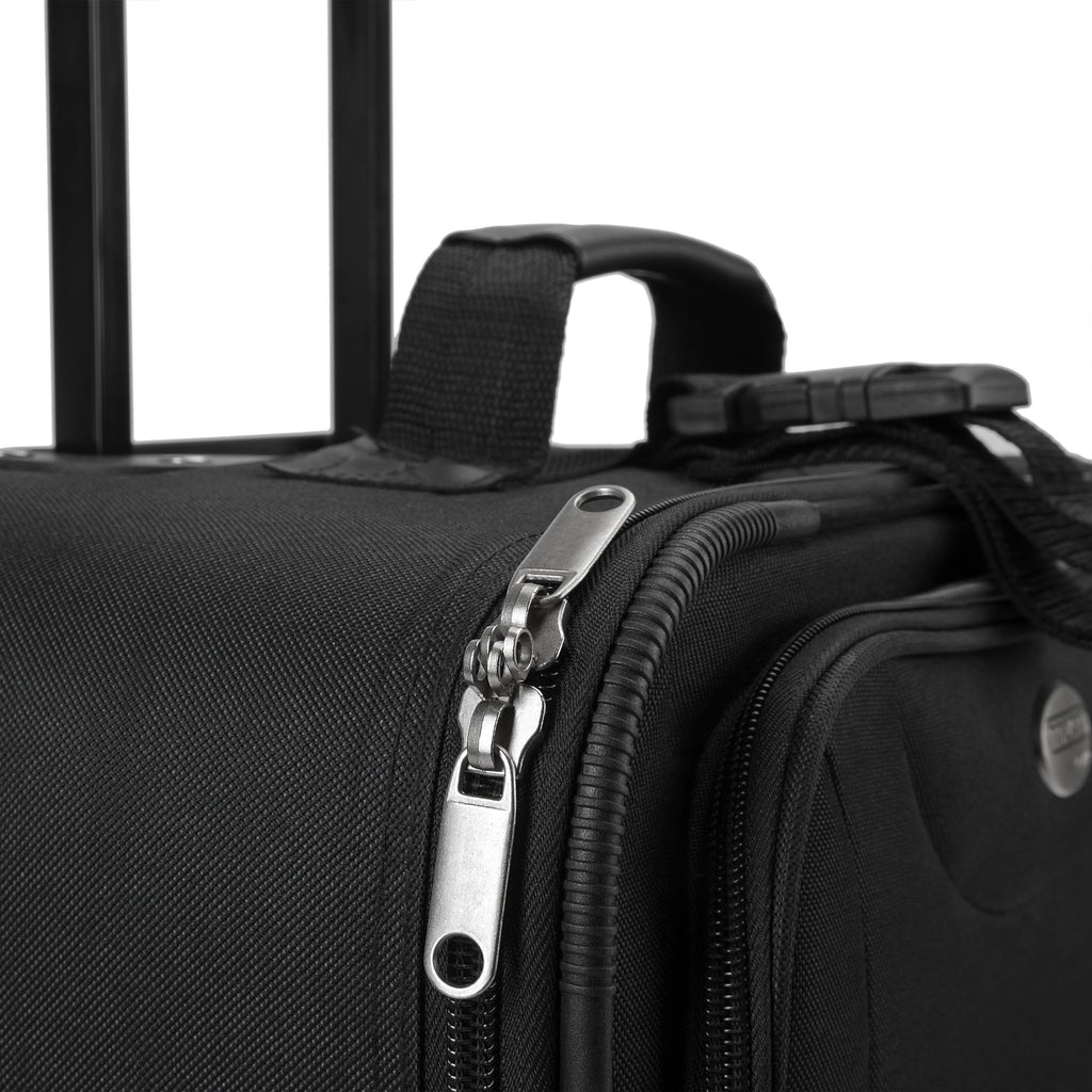 MONZANA® Ensemble de bagages à roulettes 4 pièces, ensemble de sacs de voyage, sac de culture léger, compartiment à filet imbriqué, valise à poignée télescopique, week-end, bagage à main, coque souple avec roues, noir