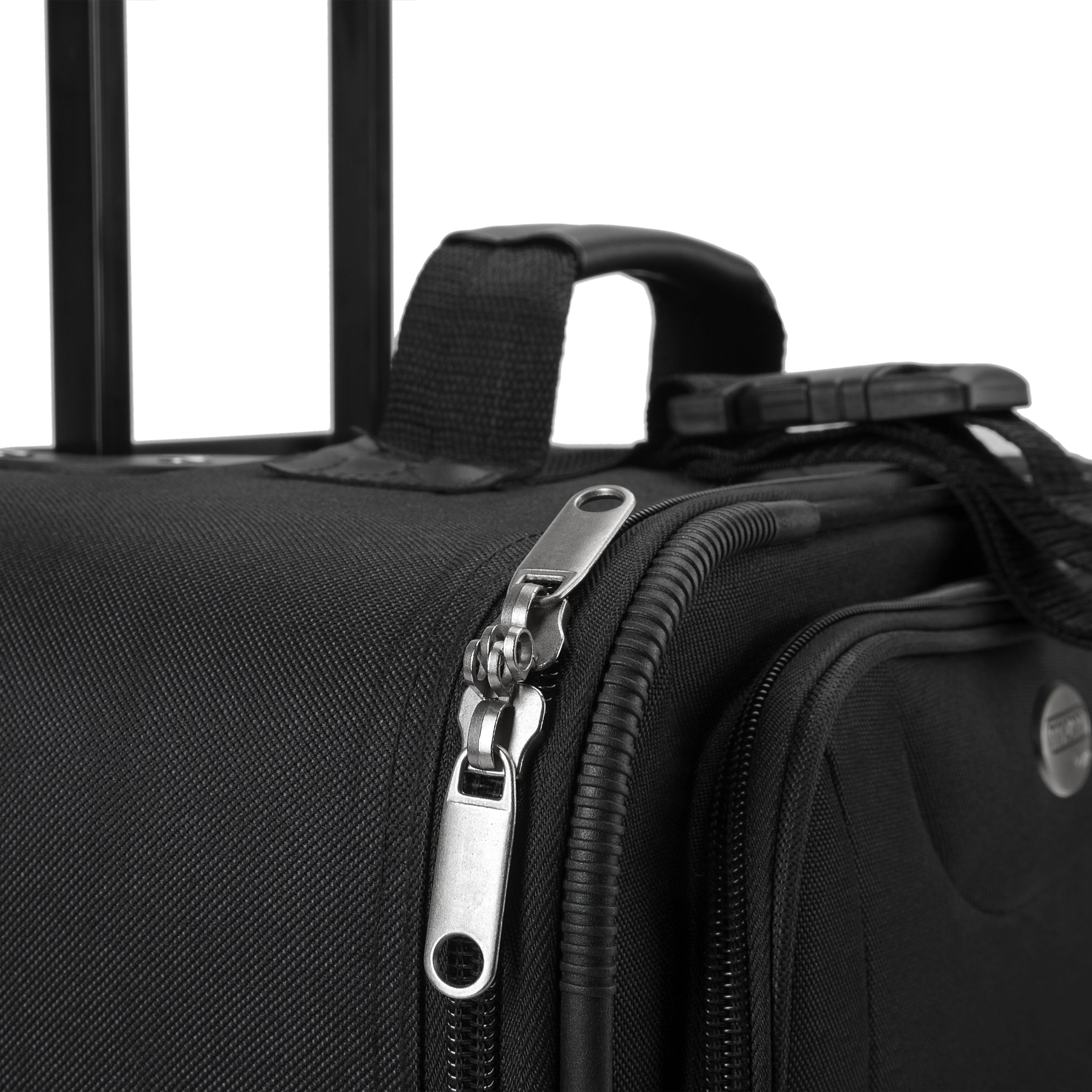 MONZANA® Ensemble de bagages à roulettes 4 pièces, ensemble de sacs de voyage, sac de culture léger, compartiment à filet imbriqué, valise à poignée télescopique, week-end, bagage à main, coque souple avec roues, noir