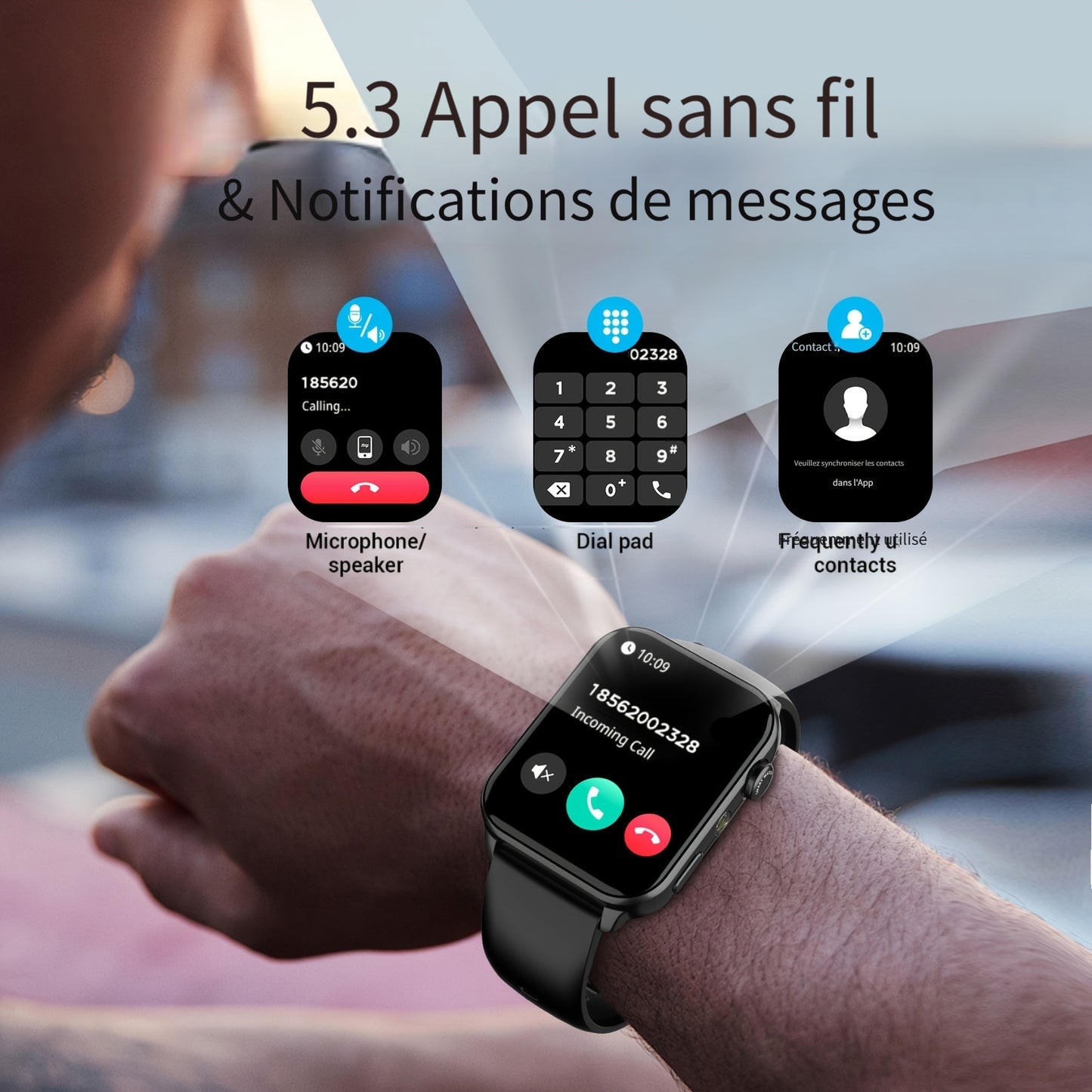 Montres de mode intelligentes pour hommes et femmes, montres de fitness de 4,85 cm pour femmes, appel sans fil, montre de suivi de la condition physique avec compteur d'activité/moniteur de sommeil/ modes sportifs, assistant vocal IA, rappels intelligents
