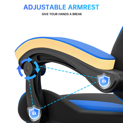 Gartistgo Chaise Gaming Ergonomique - Chaises Gaming avec Coussin Lombaire + Appui-Tête, Chaise de Bureau & Ordinateur Rehausseable pour Adultes, Filles, Garçons (Avec Repose-Pieds)