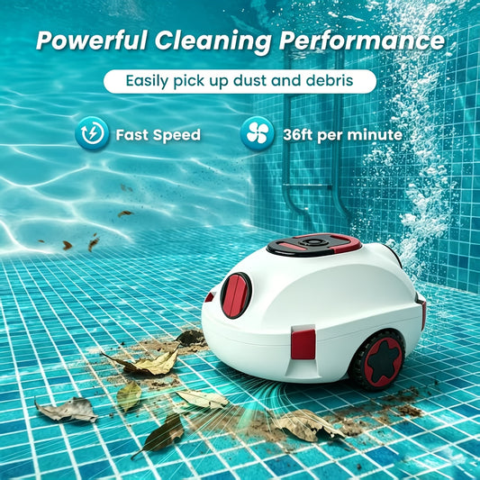 Nettoyeur de piscine robot INSE Y10, Opération facile, Performance de nettoyage puissante, Forte aspiration 39000Pa Double entrées, Panier de filtre 3.5L, Batterie longue durée 5200Mah, Auto stationnement de mur de piscine, Nettoyage de printemps facile