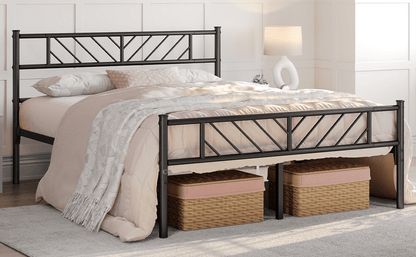 Costoffs Cadre de lit en metal simple Lit en Métal pour Adultes Grande Espace en Lattes Moderne
