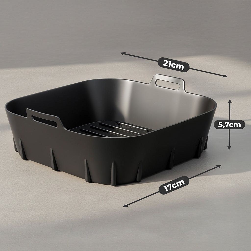 Kuketo - Accessoire pour Friteuse à Air, Conteneur de Cuisson Réutilisable, Panier en Silicone Résistant aux Hautes Températures, Bol de Friture Sans Graisse, Idéal pour Frites, Poulet, Légumes, Gâteaux et Casseroles, Alternative aux Papier Cuisson, Netto
