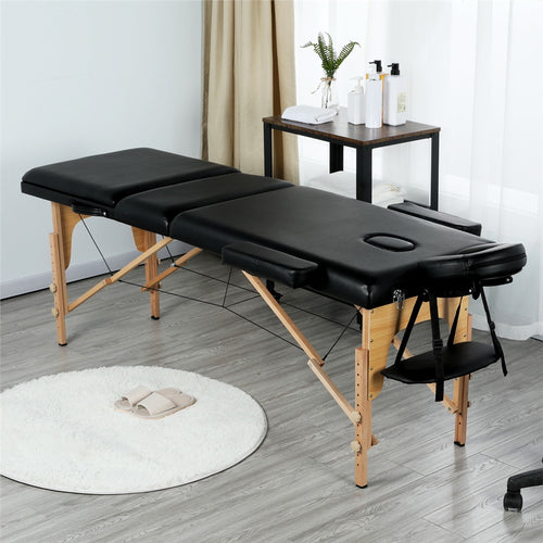 Costoffs Table de Massage Professionnelle 3 Sections Pliable - Hauteur Réglable (8 Niveaux) - Structure en Bois de Hêtre Rose Massif 250kg - Avec Dossier/Têtière/Repose-bras - Pour Clinique, Domicile, Salon de Beauté & Spa