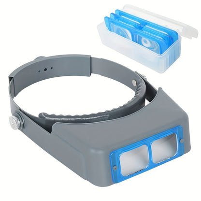 Loupe de tête + Mini ensemble de loupe pliante (paquet de 2), loupe à bandeau à double lentille, loupe de lecture montée sur la tête, visière à bijoux, loupe binoculaire en verre optique avec grossissement de lentille - 1.5X 2X 2.5X 3.5X