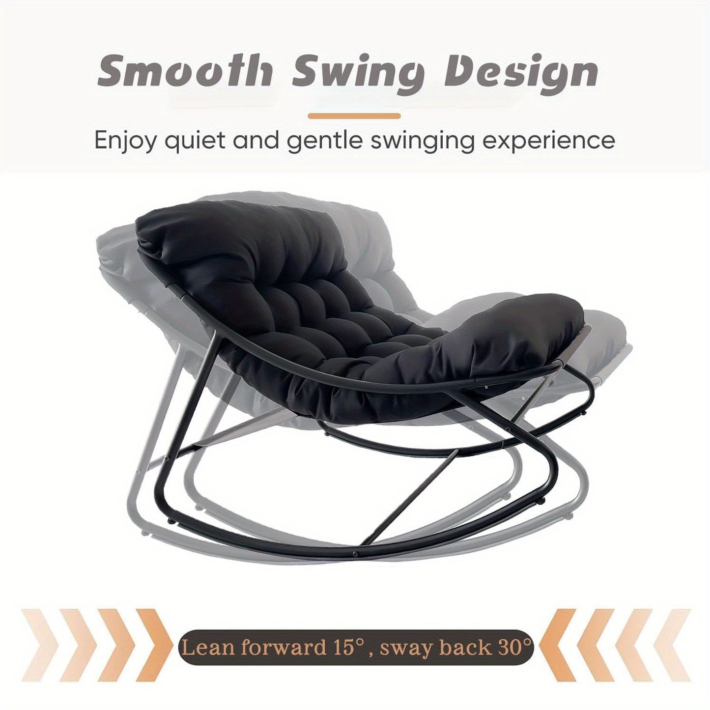 Fauteuil à Bascule Moderne pour Salon avec Fonction Inclinable, Fauteuil à Bascule pour la Maison, Fauteuil à Bascule de Luxe pour Chambre, Disponible en Noir et Gris, Idéal pour les Loisirs en Famille, Cadeau de Vacances Parfait, Adapté à Toutes les Sais