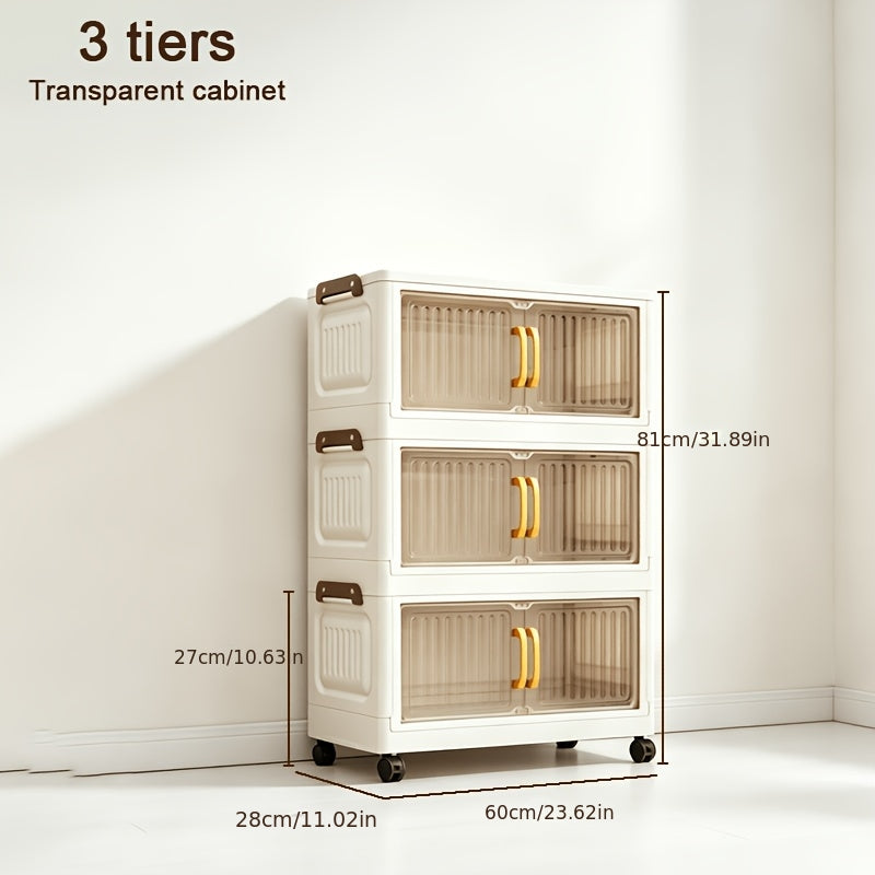 Bacs de rangement en plastique à 5 niveaux de 60 cm, boîtes empilables avec couvercles, conteneurs pliables avec roulettes verrouillables pour chambre à coucher, salon, bureau et bureau