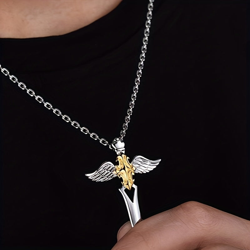 Épée d'ange facile à utiliser en argent 925, avec coupe, facile et élégante, style luxueux et élégant, parfaite pour les cadeaux d'anniversaire de couple, les cadeaux de Noël, les cadeaux de fête des pères et de la fête des mères, livrée avec une boîte ca