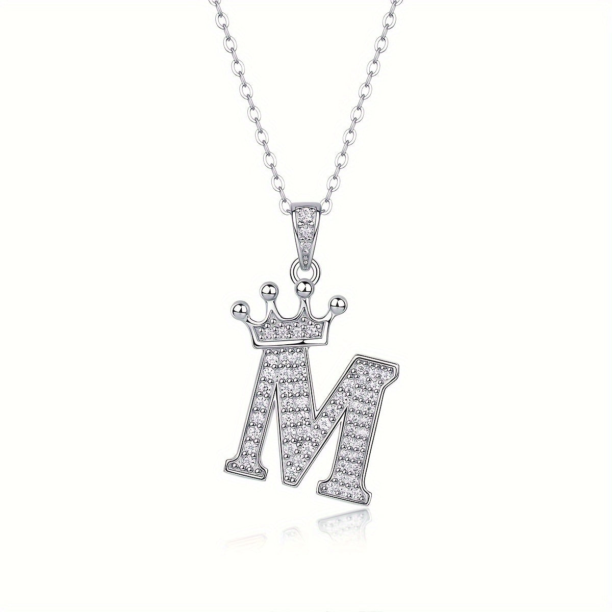 Collier lettre couronne en moissanite en argent S925 plaqué, avec 26 pendentifs lettres entièrement sertis, cadeau idéal pour la rentrée, la remise des diplômes, le quotidien, la Saint-Valentin ou les anniversaires