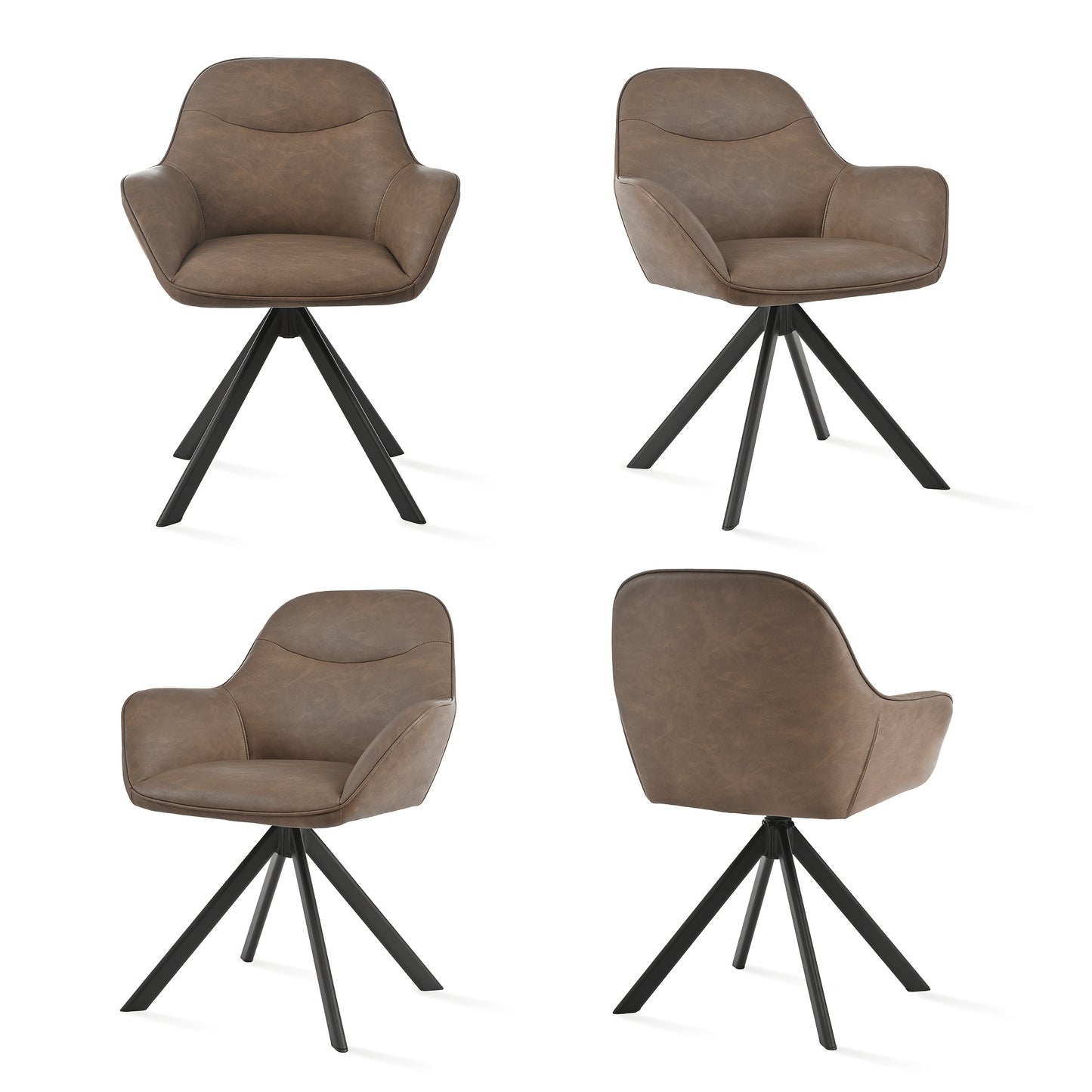Chaises de salle à manger élégantes et contemporaines, pivotantes à 360 degrés, rembourrées avec assises épaisses, conçues de manière ergonomique pour les familles, les cafés et les restaurants - Lot de 2/ Lot de 4/ Lot de 6