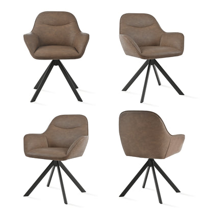 Chaises de salle à manger élégantes et contemporaines, pivotantes à 360 degrés, rembourrées avec assises épaisses, conçues de manière ergonomique pour les familles, les cafés et les restaurants - Lot de 2/ Lot de 4/ Lot de 6