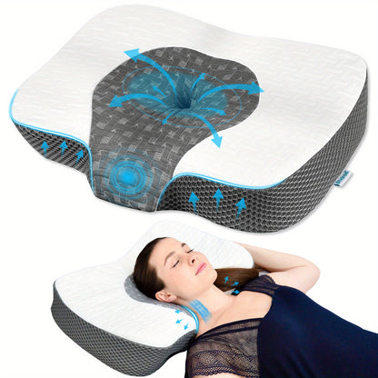 Oreiller en Mousse Mémoire Elviros pour Dormir, Oreiller Contour Réglable, Oreillers Ergonomiques pour Dormeurs sur le Côté, le Dos et le Ventre