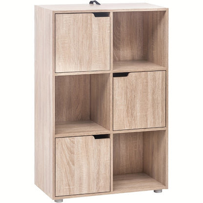1 étagère, étagère verticale, rangement pour bureau à domicile, armoire de classement, 3 portes, 6 compartiments, étagère de bureau, 59.6X91X29Cm