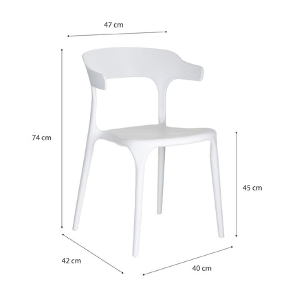Baroni Home Lot de 4 chaises en plastique blanc – Empilables, prêtes à l'emploi sans assemblage requis, faciles à nettoyer, avec pieds antidérapants pour une stabilité accrue – Idéales pour cuisine, salon, salle à manger, jardin, terrasse ou balcon – Assi