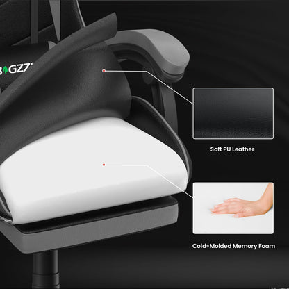 Gartistgo Chaise Gaming Ergonomique - Chaises Gaming avec Coussin Lombaire + Appui-Tête, Chaise de Bureau & Ordinateur Rehausseable pour Adultes, Filles, Garçons (Avec Repose-Pieds)