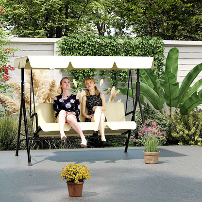 Balancelle de jardin à 3 places avec toit ouvrant réglable et coussin de siège et pieds antidérapants, balançoire de jardin jusqu'à 200 kg, fauteuil à bascule