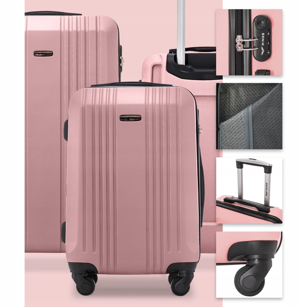 Grande valise rigide XL, environ 75X47X27 cm ou 66X42X24 cm ou valise de cabine 56X38X22 cm ou 55X38X20 cm / 18" 20" 24" 28" / ABS+, poignée télescopique réglable, 4 roues à 360°, serrure à code, bagage à main en couleurs or rose / champagne / jaune / ble