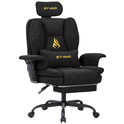 Fauteuil de gaming SYMINO, chaise de bureau ergonomique en cuir PU avec support lombaire - Fauteuil de bureau d'ordinateur inclinable pour adultes, siège de jeu vidéo style course (hauteur et appui-tête réglables)