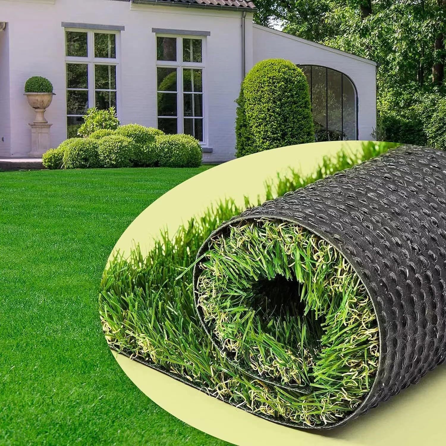 Rouleau d'Herbe Synthétique Baroni Home, Hauteur 30 mm, Vert Naturel, Herbe PE, Base Drainante PP, Fibres Haute Densité/m², Résistant et Sûr pour les Animaux, pour Jardins, Terrasses, Piscines