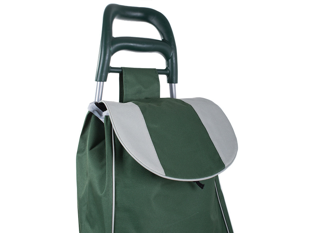 Chariot de courses pliable avec roues, robuste et spacieux, avec poche et poignées, pratique pour transporter des courses lourdes, base stable, grandes roues et poignée durable, en matériau imperméable, facile à nettoyer, poche pour verrouillage ou portef