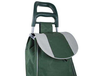 Chariot de courses pliable avec roues, robuste et spacieux, avec poche et poignées, pratique pour transporter des courses lourdes, base stable, grandes roues et poignée durable, en matériau imperméable, facile à nettoyer, poche pour verrouillage ou portef