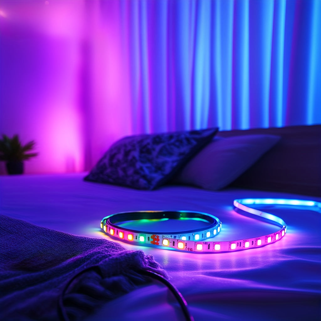 Bandeaux lumineux LED intelligents pour chambre, lumières LED RVB avec application et télécommande, lumières changeantes de couleur pour décoration intérieure, fête, bande lumineuse de décoration de fêtes, cadeaux de Thanksgiving, décoration de Noël