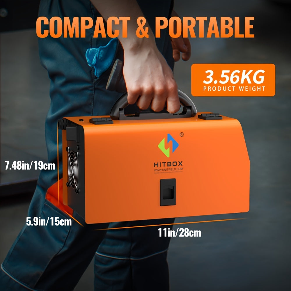 Poste à souder MIG HITBOX 3 en 1 multifonctionnel sans gaz/Lift Tig/Stick 110V/220V 200A Portable Contrôle Synergique Flux Cœur Alimentation de Fil Soudeur Inversseur IGBT avec Écran LCD
