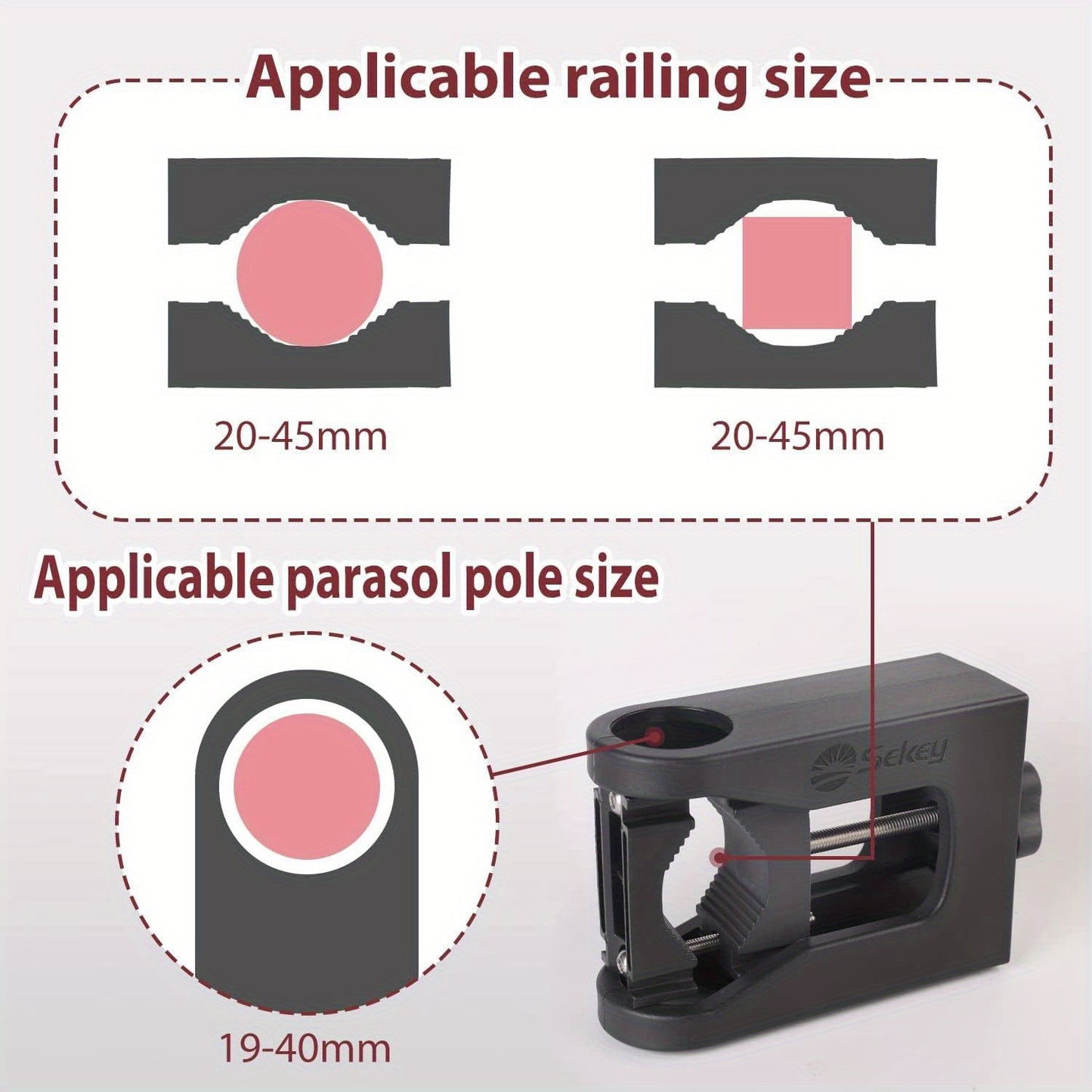 Porte-parapluie pour rampe de balcon | Support de balcon pour parasols, Noir