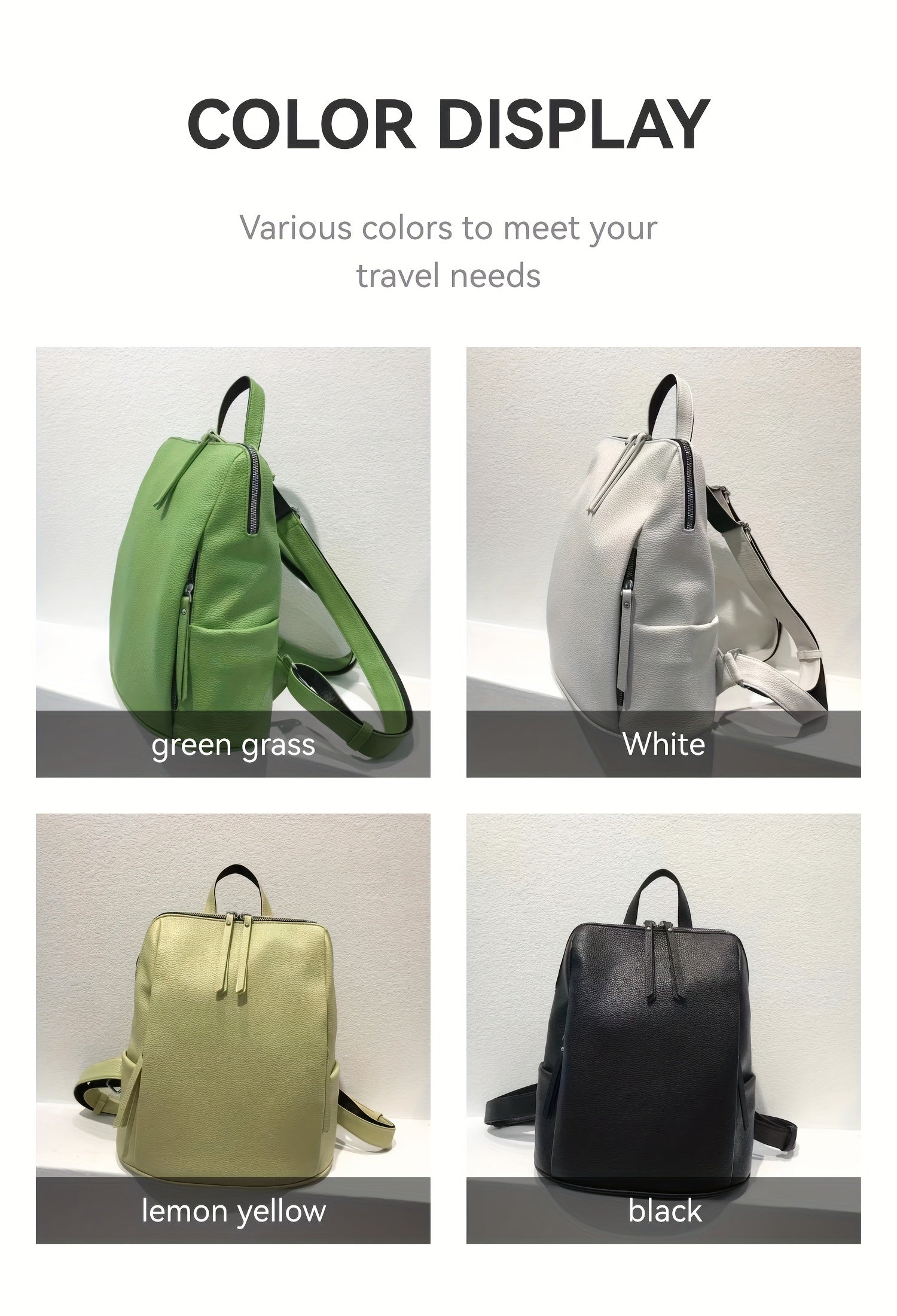 Sac à dos zippé décontracté minimaliste, sac de travail uni pour femmes, idéal pour toutes les occasions