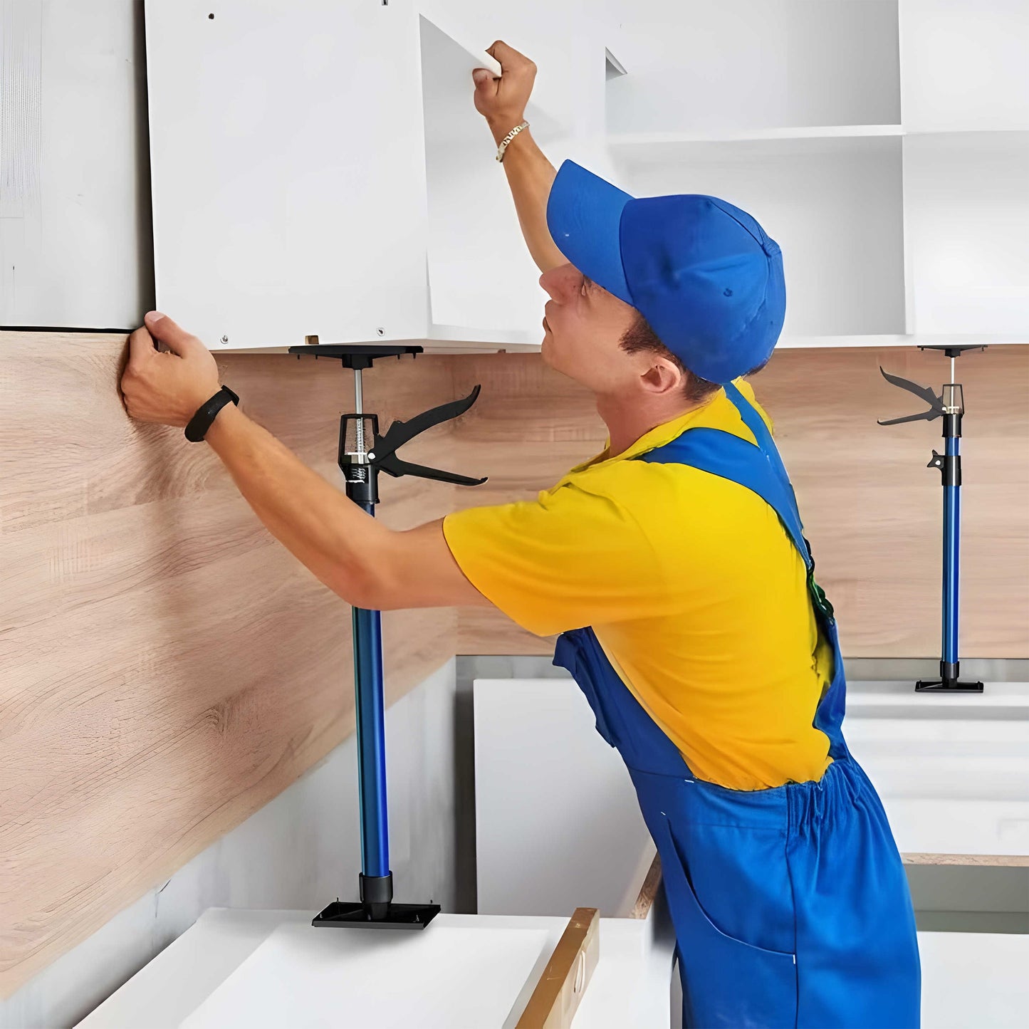 TÉLÉSCOPIQUE RÉGLABLE 50-100CM POUR INSTALLATION DE CADRE DE PORTE, SUPPORT DE PORTE, ÉPAULURE DE SEUIL, TENEUR DE PORTE, INCLINAISON MAX. 45°, CHARGE MAX. 30 KG, ACIER INOXYDABLE, POUR PANNEAUX DE PLAFOND, PANNEAUX DE PORTE, PANNEAUX MURAUX, SUPPORT STAB