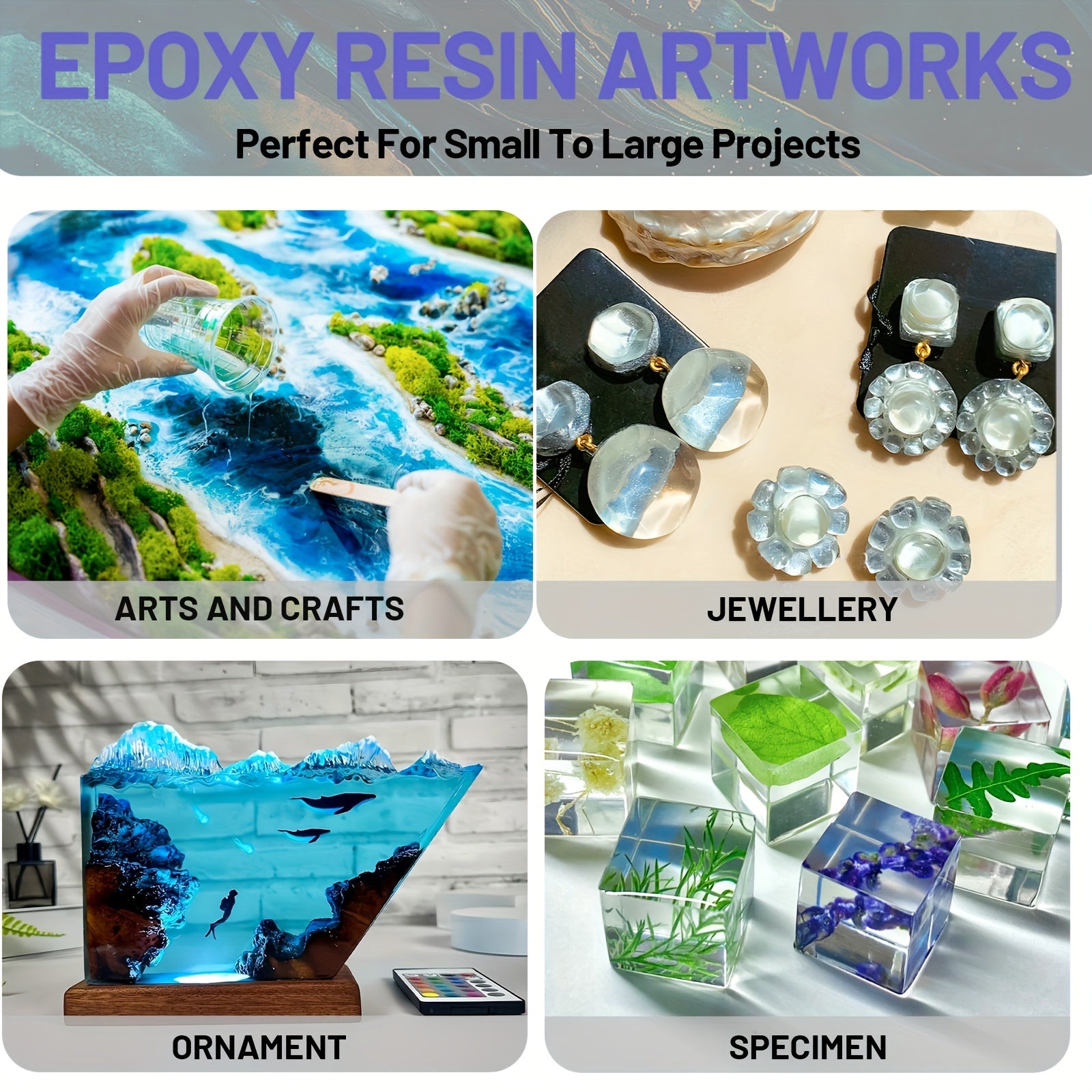 Kit de résine époxy claire FUNEPOXY 8L/4L/2L/1L/500ml, auto-nivelante sans résine avec mélangeur, pour bricolage, revêtement bois, bijouterie, tumblers, bars et revêtement de surface