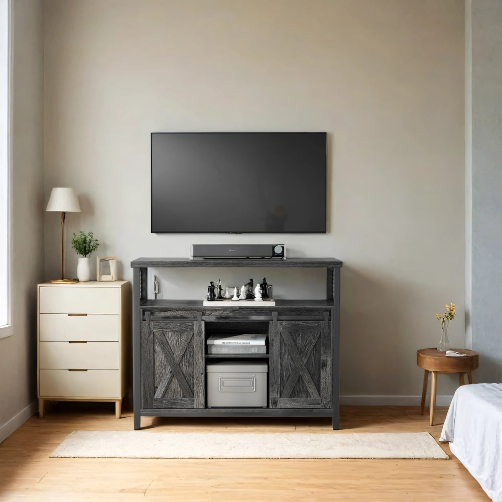 Meuble de Rangement, Buffet Cuisine, Commode, avec 2 Portes Coulissantes, 33 x 100 x 80 cm, Étagères Réglables, pour Salon