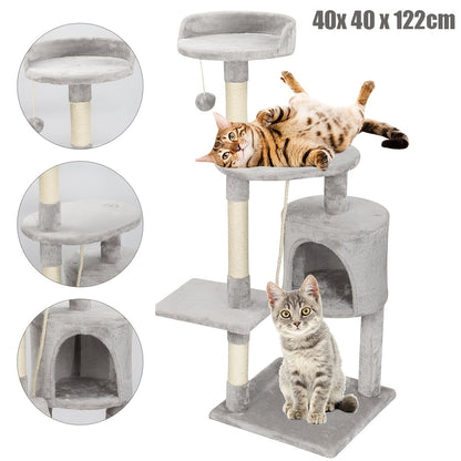 Griffoir pour chat Cactus gris, jouet pour animaux de compagnie, plateforme  maison mignonne en bois, poteau en sisal, arbre à chat, 41,5*41,5*18,5 cm