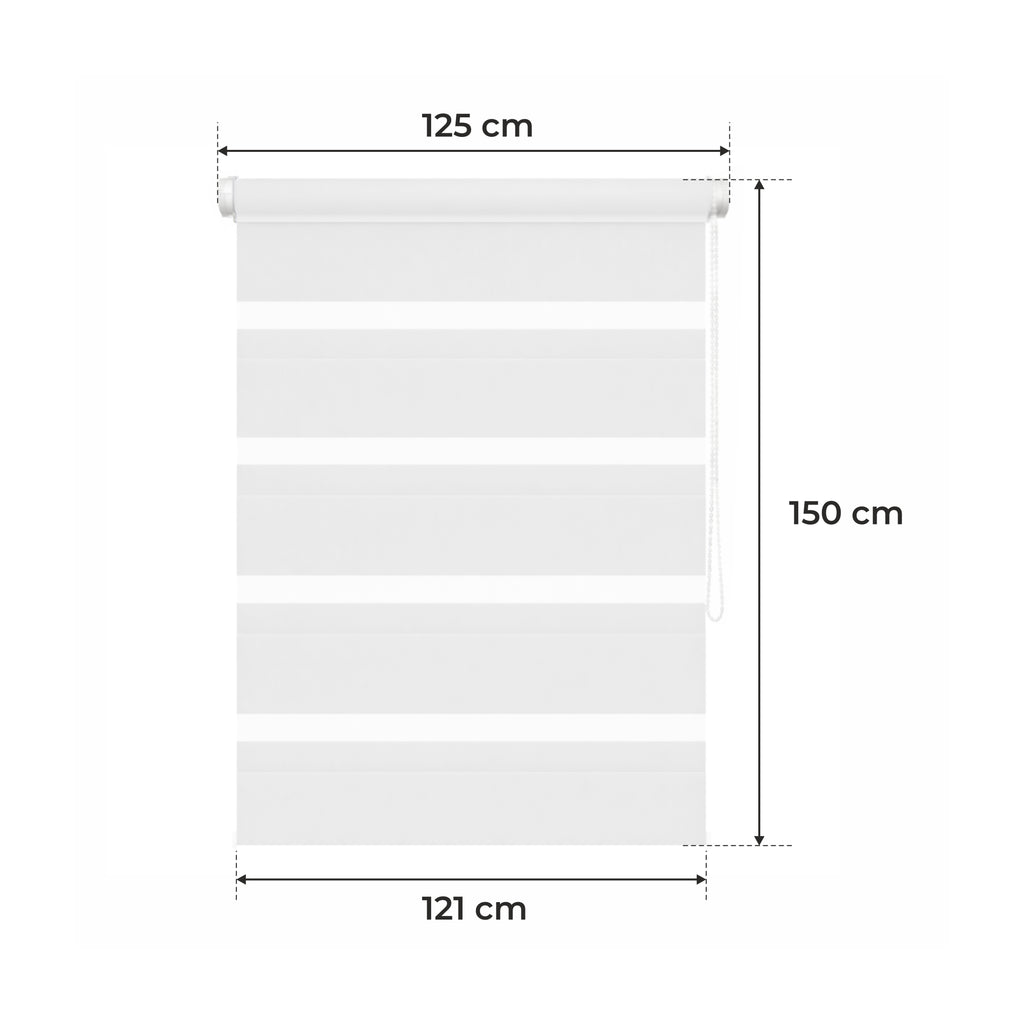 Store de Jour et de Nuit - BLANC - 32 Tailles - BOJANEK JOUR & NUIT - Non Invasif sur la Fenêtre, Installation Sans Perçage, Ajustement de la Chaîne, Supports Réglables pour Différentes Épaisseurs de Fenêtre, Design Moderne, Protection Contre la Lumière e