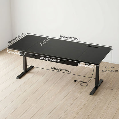 Furnishia Bureau Vertical Électrique avec Panneau Intelligent à Mémoire et 2 Tiroirs, Bureau à Hauteur Réglable avec Prises de Courant, pour Bureau d'Ordinateur à Domicile, Poste de Travail d'Écriture et Chambre à Coucher