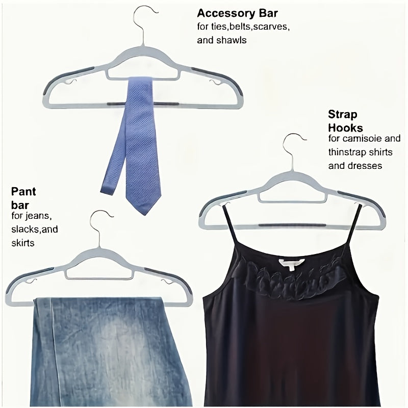 50 pièces Cintres en Plastique Antidérapants Robustes, Design Économiseur d'Espace Sans Marques avec Encoches pour Épaules, Finition Gris-Blanc Multicolore, Durables et Solides pour Organisation de Garde-Robe, Rangement de Vêtements, Design Épaules Encoch