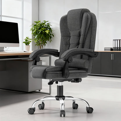 Chaise de bureau exécutive haute dossier, chaise de bureau ergonomique inclinable avec fonction d'inclinaison, chaise d'ordinateur robuste pour le travail à domicile