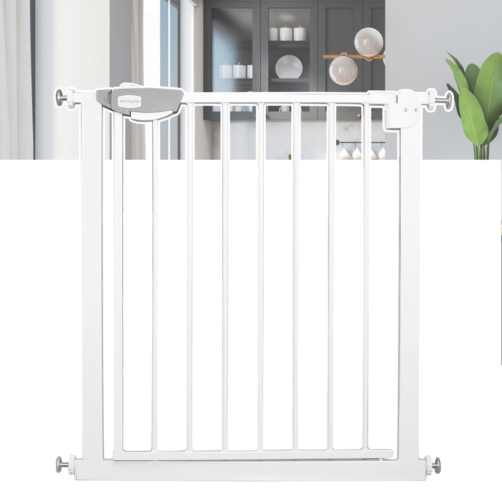 Barrière de sécurité de porte pour enfants, barrière d'escalier N Stop sans perçage avec grille métallique, blanche
