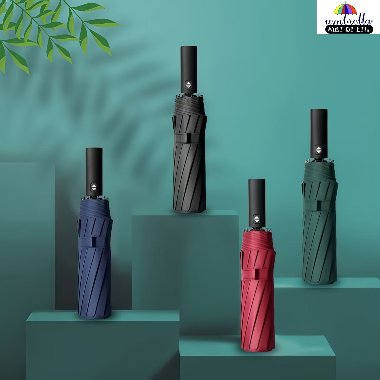 MEI QI LIN Parapluie de Golf Compact de Voyage avec 10 Baleines, Ouvre/Ferme Automatique, Léger et Portable pour Usage Extérieur, Auvent 10% Plus Grand, Cadre Durable, Idéal pour Hommes et Femmes, S'adapte à un Sac à Dos ou une Bourse