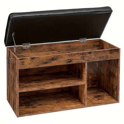 Banc à Chaussures, 3 Compartiments Ouverts, Rembourré, Espace de Rangement Sous l'Assise, Meuble à Chaussures, Capacité de Charge Jusqu'à 150 kg, Gain de Place, pour Couloir, Salon