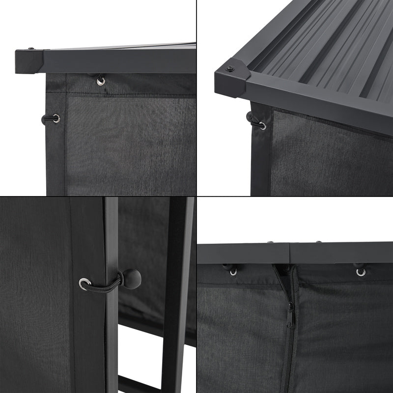 Porte-Bois de Chauffage Extérieur Yakutat avec Couverture, Support en Métal pour Bois de Chauffage, Étagère à Bûches et Aide à Empiler – Noir