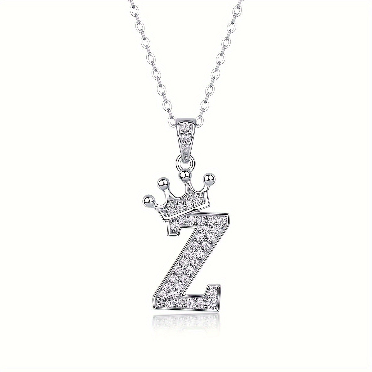 Collier lettre couronne en moissanite en argent S925 plaqué, avec 26 pendentifs lettres entièrement sertis, cadeau idéal pour la rentrée, la remise des diplômes, le quotidien, la Saint-Valentin ou les anniversaires