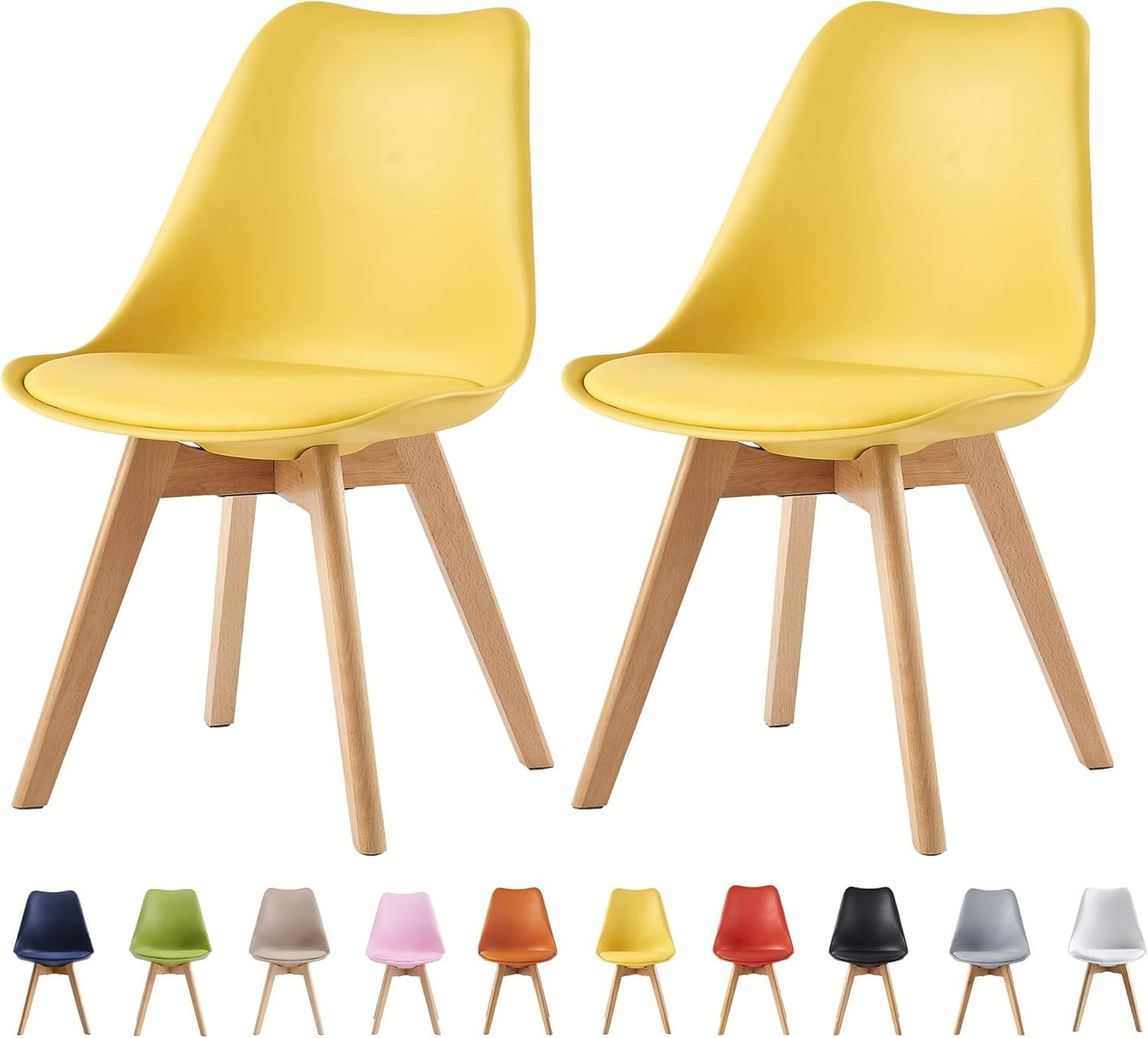 Ensemble de 2 chaises de salle à manger MCC Direct, chaise de cuisine, chaise de bureau, chaise de salon, chaise coquille de designer Eva, disponible en 7 couleurs