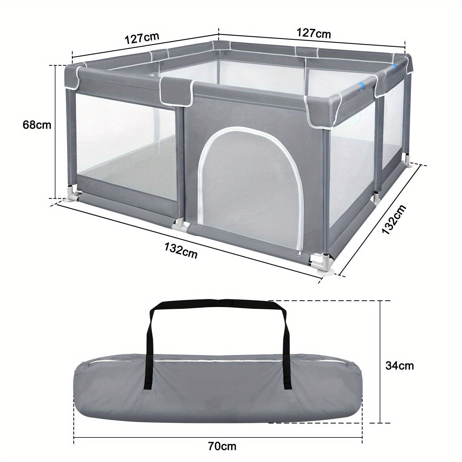 Parc Bébé Gris Clôture Barrière de Protection avec Base Antidérapante et Grille pour Intérieur et Extérieur