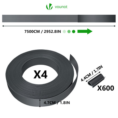VOUNOT Kit Lamelles Occultantes PVC Brise Vue 300m x 4.7cm avec 600 Clips Clôture Rigide Protection Intimité