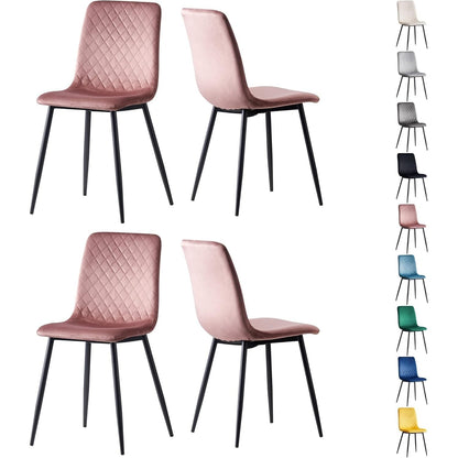 Ensemble de 4 chaises de salle à manger MCC Direct en velours, pieds en métal, chaises Lexi, chaises de conception