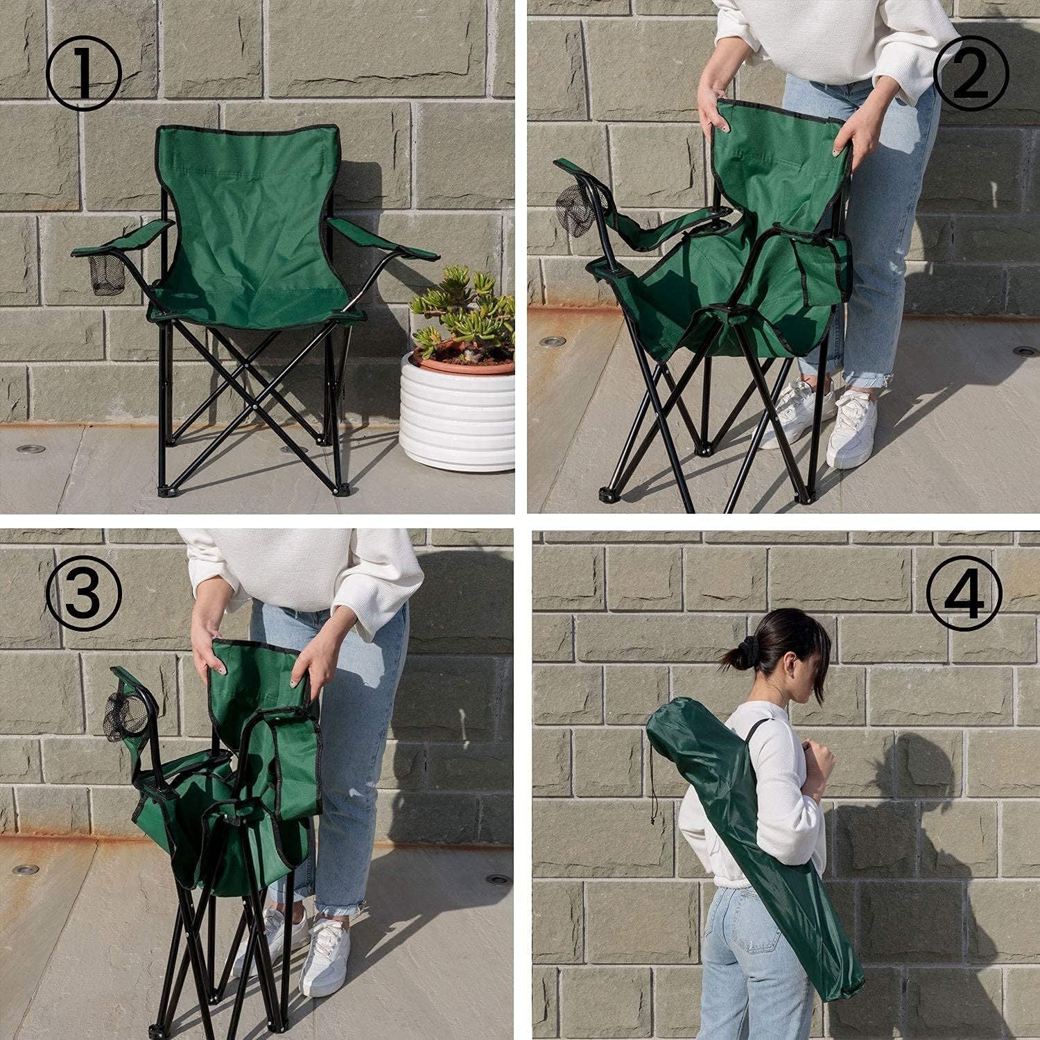 Chaise de camping pliable Baroni Home pour jardin d'extérieur, chaise de camping pliable portable, chaise de camping et de pêche avec porte-gobelet, 20X20X31 pouces (50X50X80 cm)