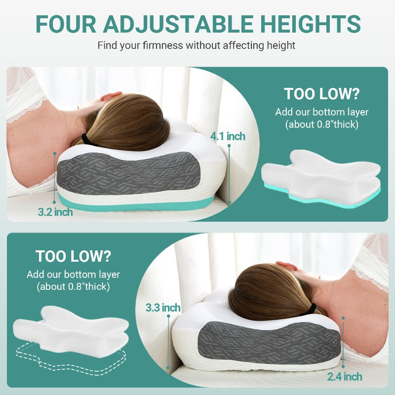 Oreiller CPAP pour dormeurs latéraux, dorsaux et ventraux, oreiller ergonomique profilé pour réduire les fuites d'air et la pression de la masque, oreiller cervical pour tous les utilisateurs de CPAP, fermeté et hauteur réglables avec inserts amovibles