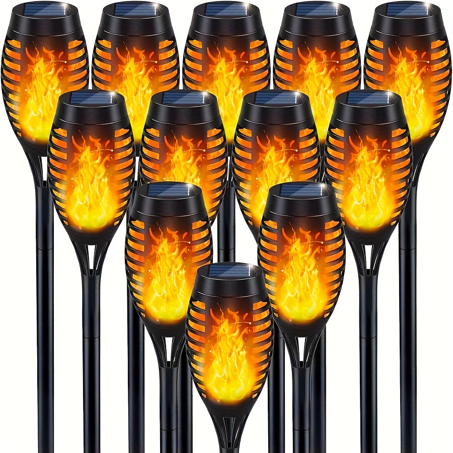 Lumières Torche Feu Solaire - Effet Flamme, Éclairage Extérieur de Jardin et Allée, Plastique Durable, Célébrations de Fêtes et Ambiance de Patio, Décoration de Jardin de Fêtes | Effet Flamme Vacillante | Lampes à Chargement Solaire, Lampes Solaires pour